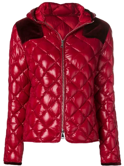 Shop Moncler Diamond Quilted Puffer Jacket In Red