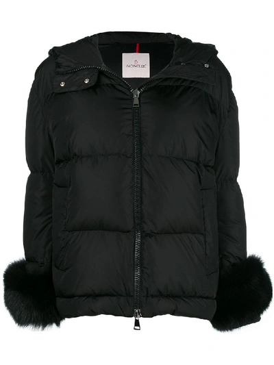 Shop Moncler Trimmed Puffer Jacket - Black