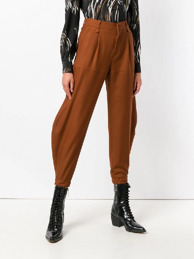 Shop Chloé Cropped Tapered Trousers - Brown