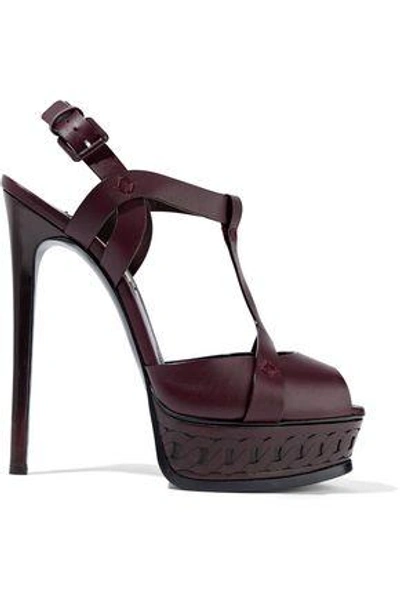 Shop Casadei Woman Embossed Leather Platform Sandals Merlot