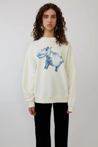 Shop Acne Studios Hippo Print Sweatshirt Ivory White