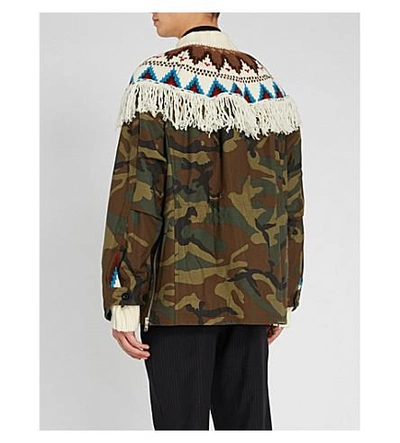 Shop Sacai Overlay Cotton And Wool-blend Jacket In Off White Khaki