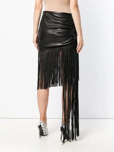 Shop Magda Butrym Asymmetric Fringed Skirt In Black