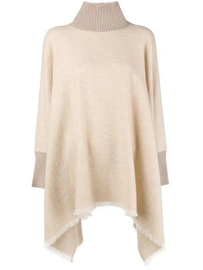 Shop Agnona Turtleneck Poncho - Neutrals