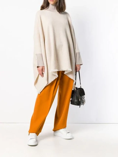 Shop Agnona Turtleneck Poncho - Neutrals