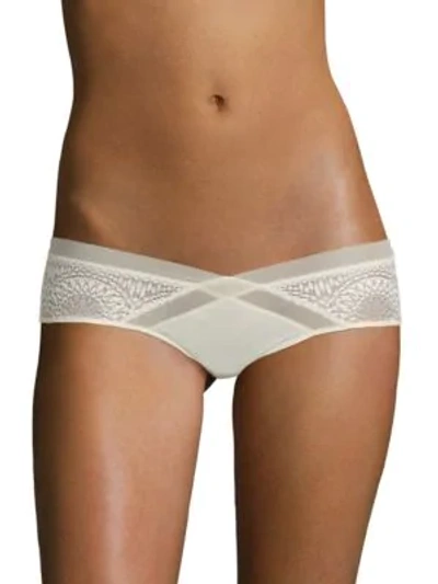 Shop Calvin Klein Underwear Endless Geometric Lace Hipster In Ivory