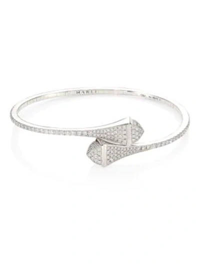 Shop Marli Cleo By  18k White Gold & Diamond Bangle Bracelet