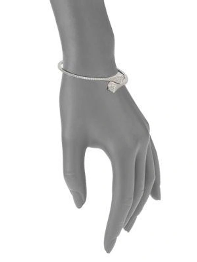 Shop Marli Cleo By  18k White Gold & Diamond Bangle Bracelet