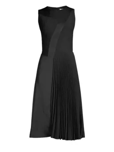 Shop Hugo Boss Dionia Sleeveless Plisse Dress In Black