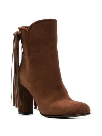 Shop Etro Fringed Booties In Brown