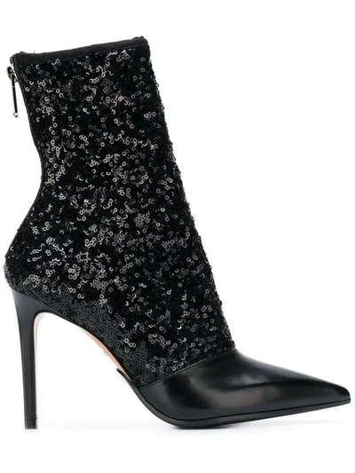 Shop Balmain Sequinned Ankle Boots - Black
