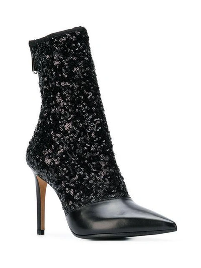 Shop Balmain Sequinned Ankle Boots - Black