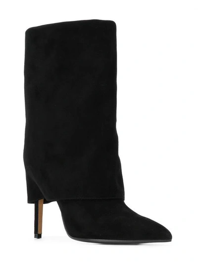 Shop Balmain Foldover Top Boots - Black