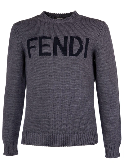 Shop Fendi Logo Patch Sweatshirt In Grigio