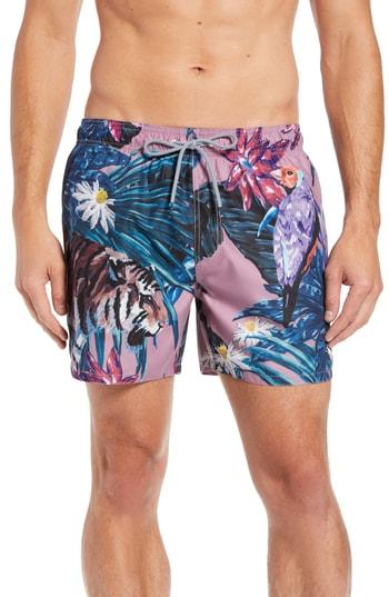 tiger print swim trunks