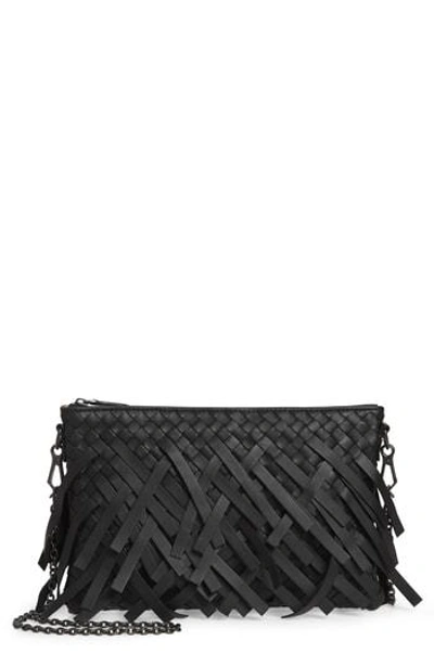 Shop Bottega Veneta Small Intrecciato Leather Crossbody Bag - Black In Nero