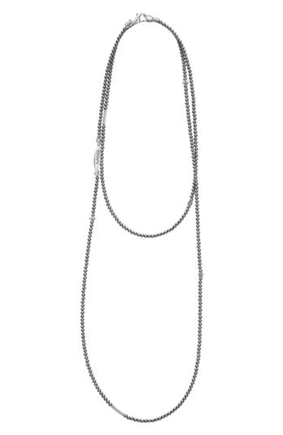 Shop Lagos Caviar Icon Station Necklace In Silver/ Hematite