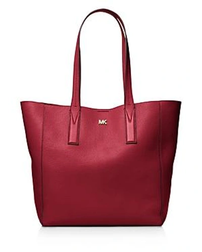 Shop Michael Michael Kors Junie Large Leather Tote In Maroon/gold