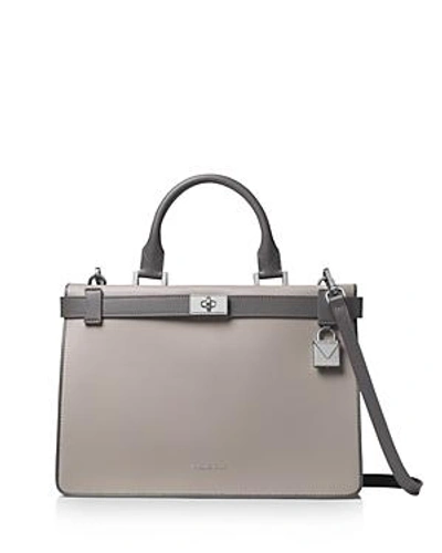 Shop Michael Michael Kors Tatiana Medium Leather Satchel In Grey Multi/silver