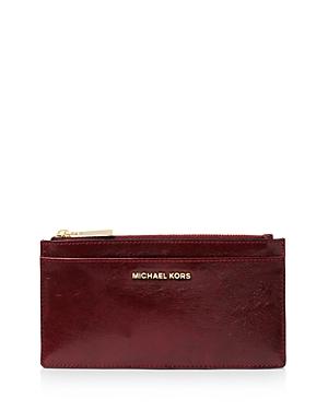 Michael Michael Kors Money Pieces Large Slim Leather Card Case In  Oxblood/gold | ModeSens