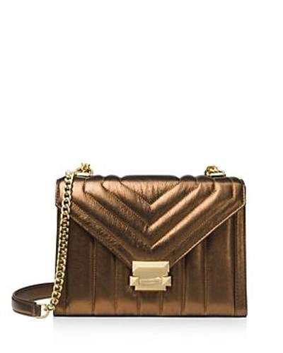 Shop Michael Michael Kors Whitney Large Quilted Leather Shoulder Bag In Dark Bronze/gold