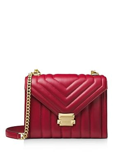 Shop Michael Michael Kors Whitney Large Quilted Leather Shoulder Bag In Maroon/gold