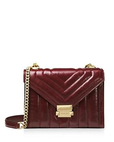 Shop Michael Michael Kors Whitney Large Quilted Leather Shoulder Bag In Oxblood/gold