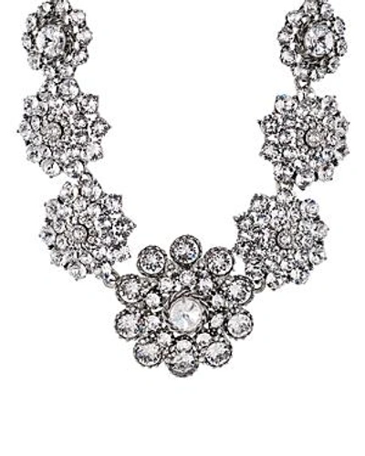 Shop Oscar De La Renta Pave Flower Statement Necklace, 16 In Silver