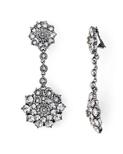 Shop Oscar De La Renta Pave Encrusted Flower Clip-on Earrings In Silver