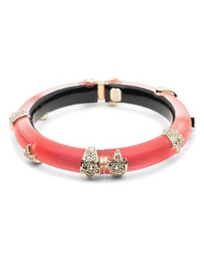 Shop Alexis Bittar Crystal Embellished Bangle Bracelet In Coral/gold