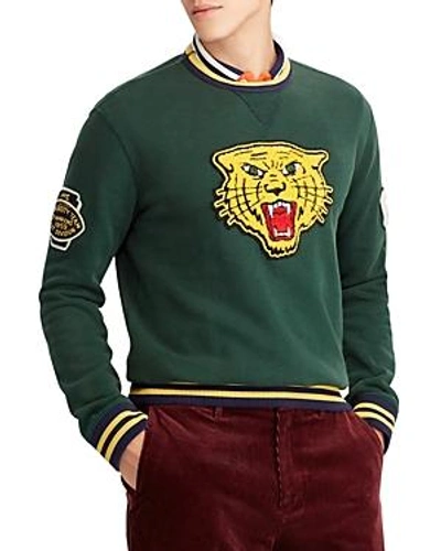 Shop Polo Ralph Lauren Wildcat-patch Fleece Sweatshirt In Green