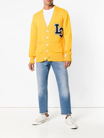 Shop Lc23 Logo Embroidered Cardigan - Yellow