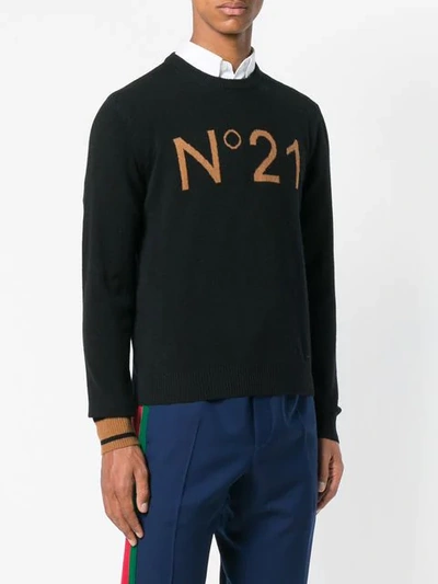 Shop N°21 Intarsia Logo Sweater In Black