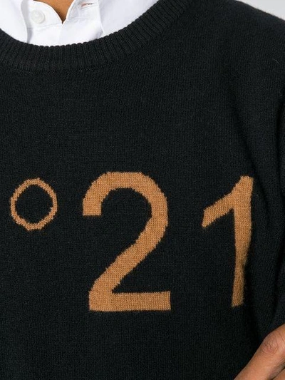 Shop N°21 Intarsia Logo Sweater In Black