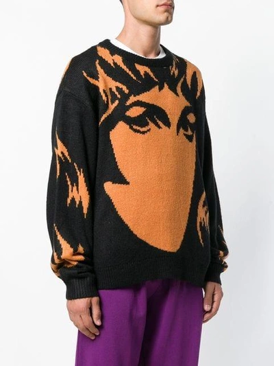 Shop Perks And Mini Pam  Face Printed Sweater - Black