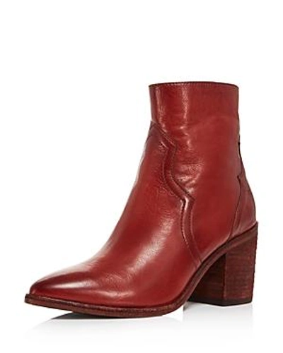 Shop Frye Women's Flynn Pointed Toe Leather High-heel Booties In Red Clay