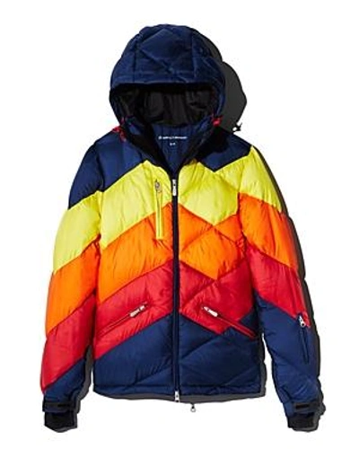 Shop Perfect Moment Superday Down Ski Jacket In Navy Rainbow