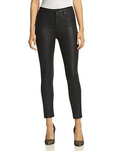Shop The Kooples Coated Leather-effect Jeans In Black