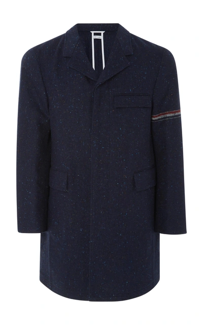 Shop Thom Browne Classic Wool-blend Chesterfield Coat In Navy