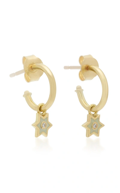 Shop Amrapali 18k Gold And Diamond Mini Star Hoop Earrings In White