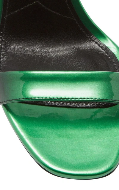 Shop Prada Glossy Mid Heel Sandal In Green