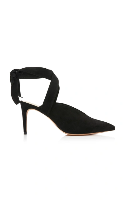 Shop Alexandre Birman M'o Exclusive Sally Ankle-tie Suede Pumps In Black