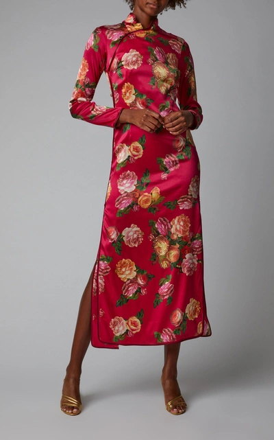 Shop F.r.s For Restless Sleepers Teseo Satin Dress In Floral