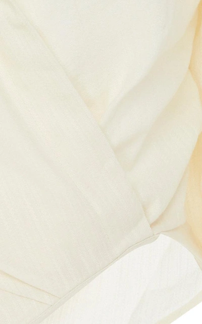 Shop Jacquemus Sabah Asymmetric Linen-blend Shirt In White