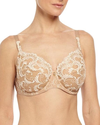 Shop Lise Charmel Guipure Charming 3-part Full-cup Bra In Amber Nacre
