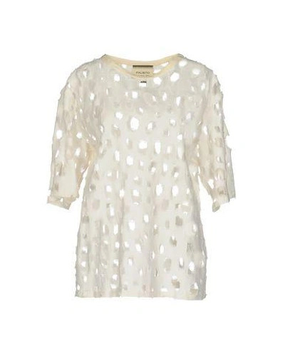 Shop Fausto Puglisi Solid Color Shirts & Blouses In Ivory