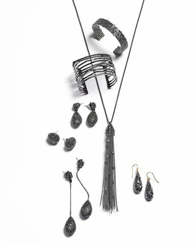 Shop Alexis Bittar Crystal Encrusted Spiked Teardrop Earrings In Black