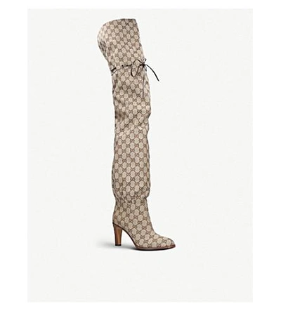 Shop Gucci Original Gg Canvas Over-the-knee Boots In Other