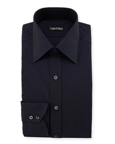 Shop Tom Ford Men's Solid Dress Shirt In Navy