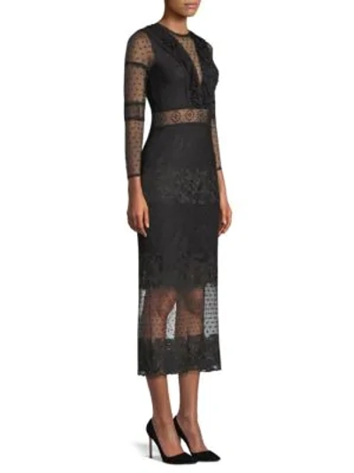 Shop Alexis Elize Lace Mesh Sheath Dress In Black